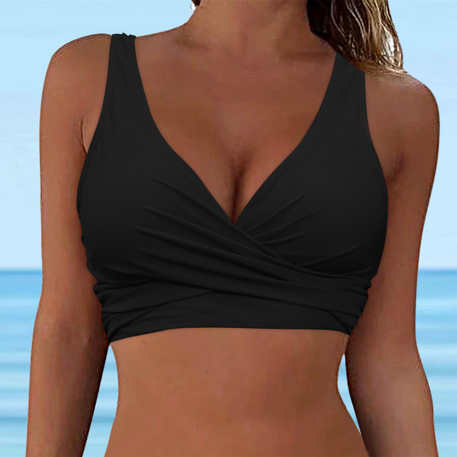 Mujeres Trajes de baño con cordones Prendas para el torso Con aros Cobertura completa Bikini Top Push Up Natación - Imagen 25 de 36