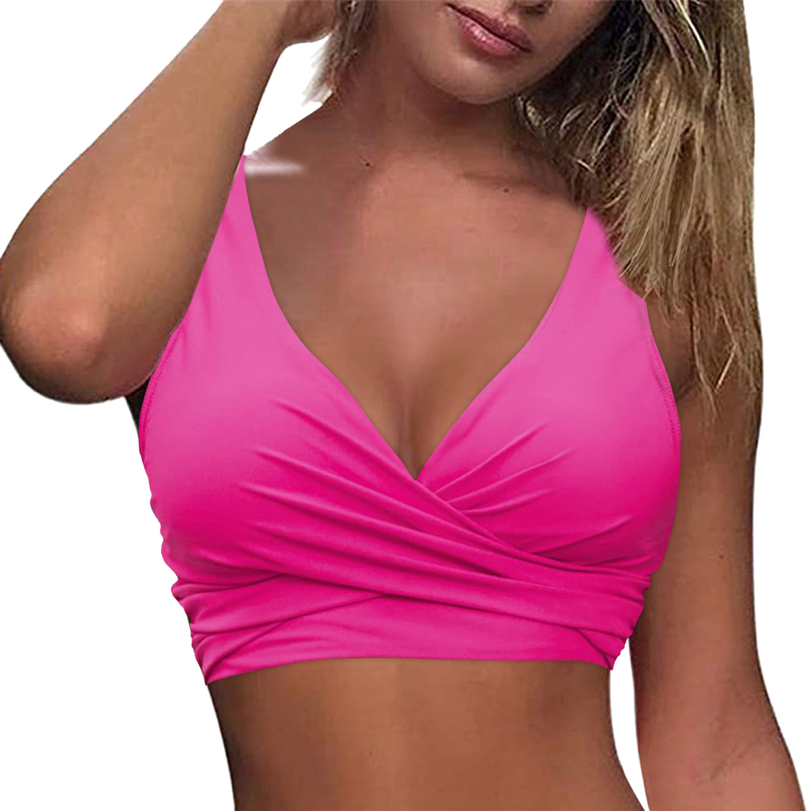 Mujeres Trajes de baño con cordones Prendas para el torso Con aros Cobertura completa Bikini Top Push Up Natación - Imagen 30 de 36