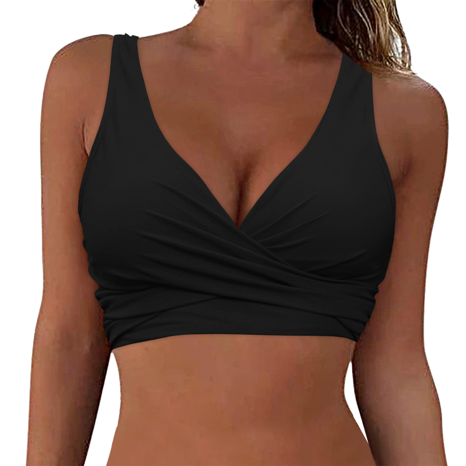 Mujeres Trajes de baño con cordones Prendas para el torso Con aros Cobertura completa Bikini Top Push Up Natación - Imagen 26 de 36