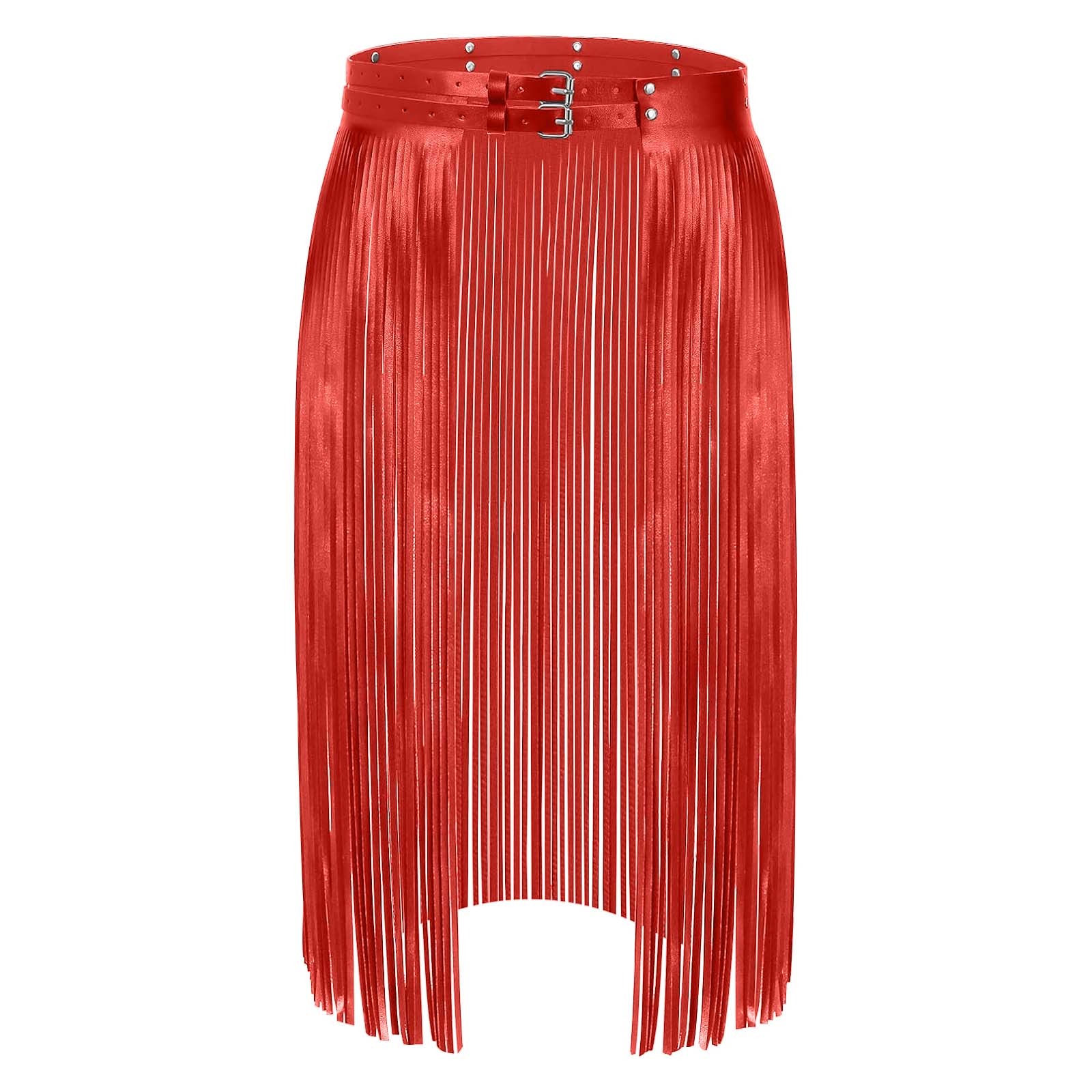 Women's Halloween Carnival Faux Leather Studded Striped Skirt | Chic Party Wear - Picture 24 of 29