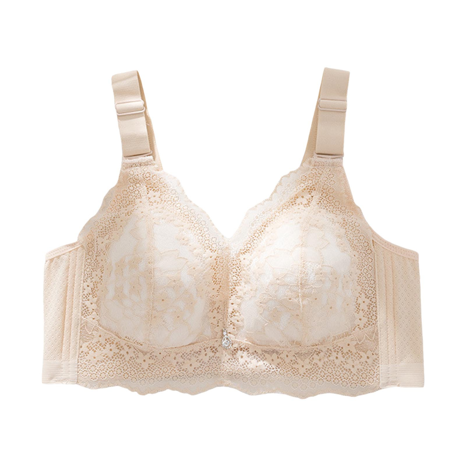 Women's New Pattern Ribless Large Strap Jacquard Four Breasted Comfort Bra - Picture 17 of 27