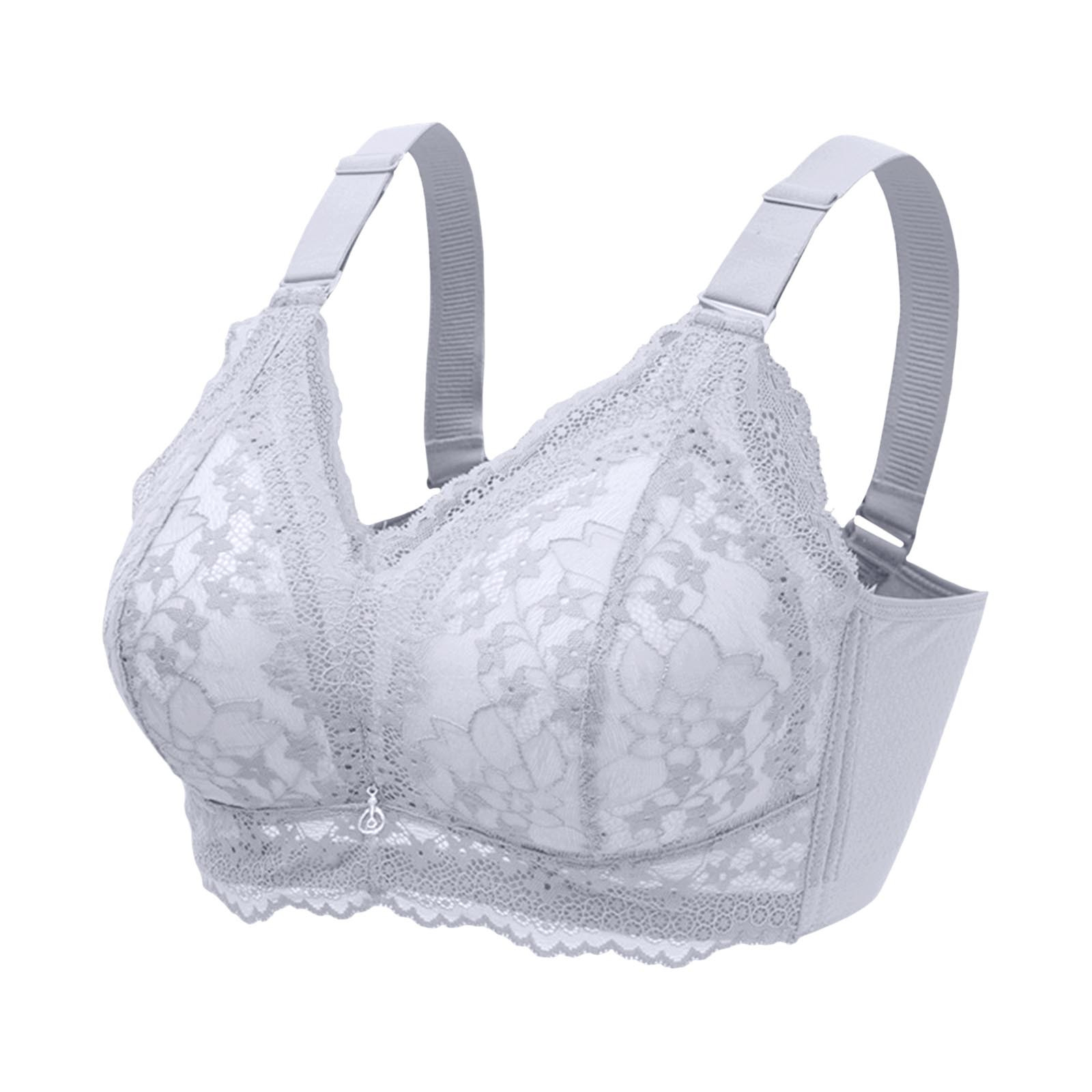 Women's New Pattern Ribless Large Strap Jacquard Four Breasted Comfort Bra - Picture 22 of 27