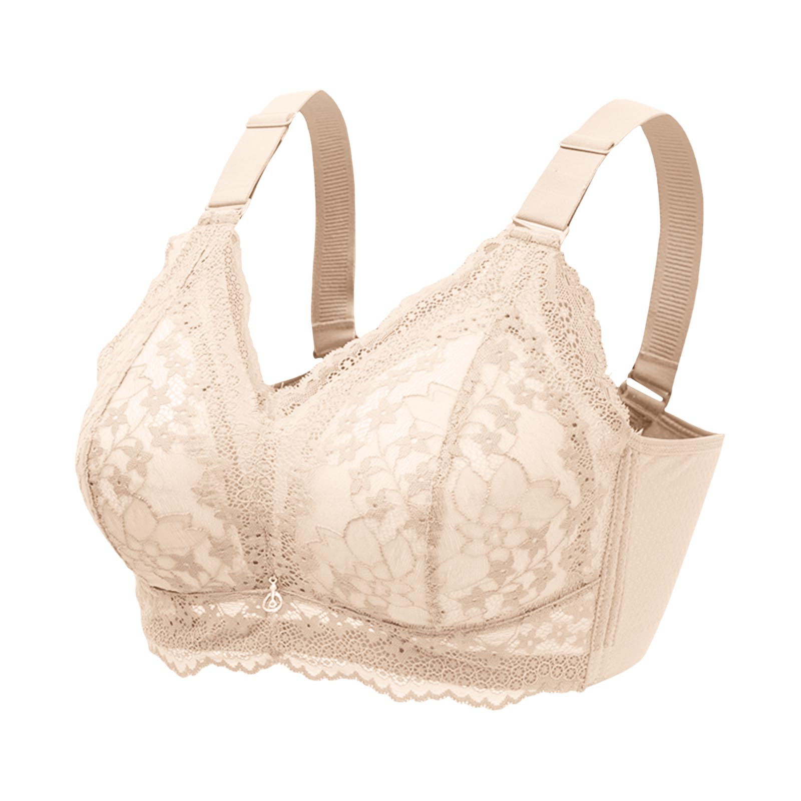 Women's New Pattern Ribless Large Strap Jacquard Four Breasted Comfort Bra - Picture 16 of 27