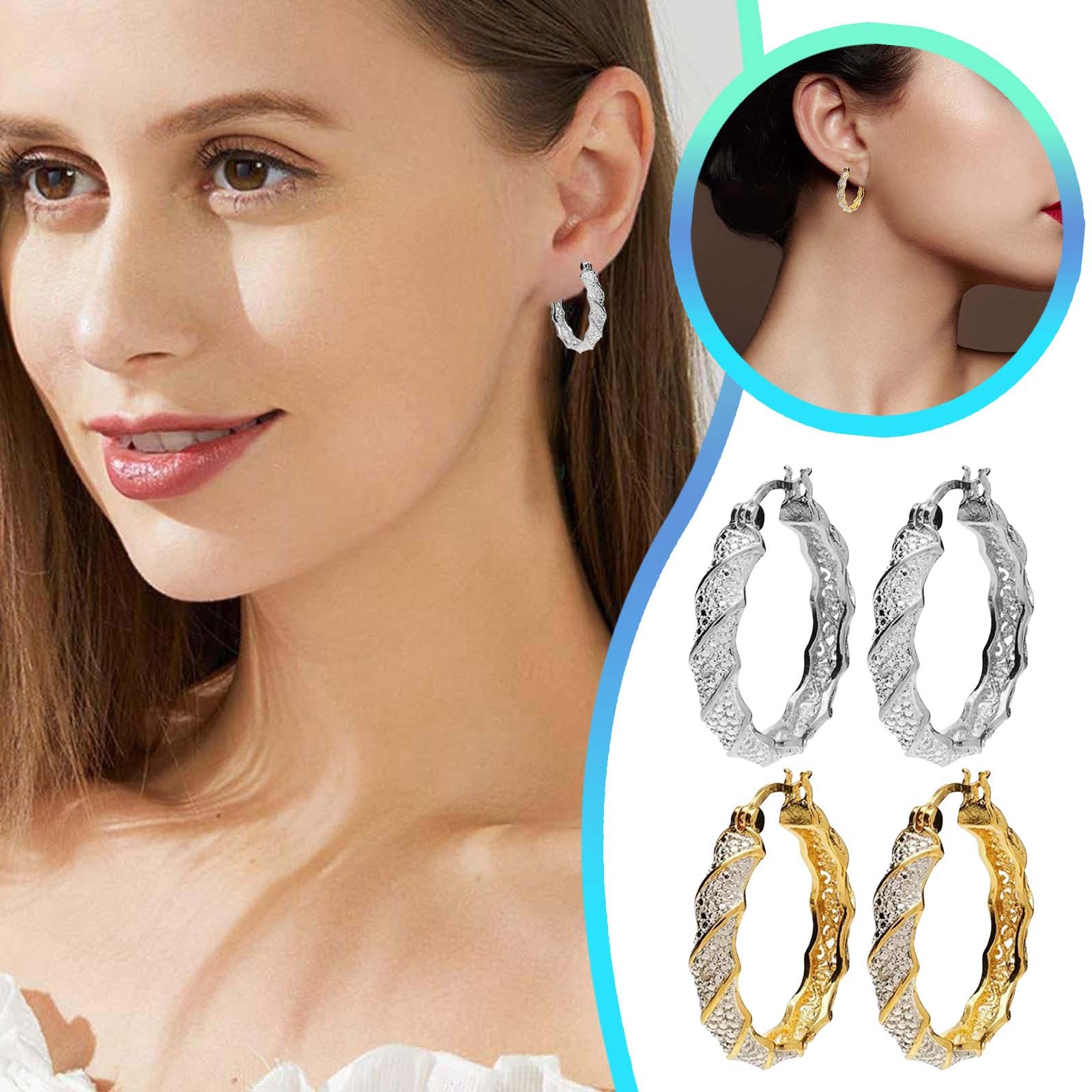 Hoop Earrings Women's Hoop Earrings Jewelry Birthday Lightweight Metal - Picture 22 of 22
