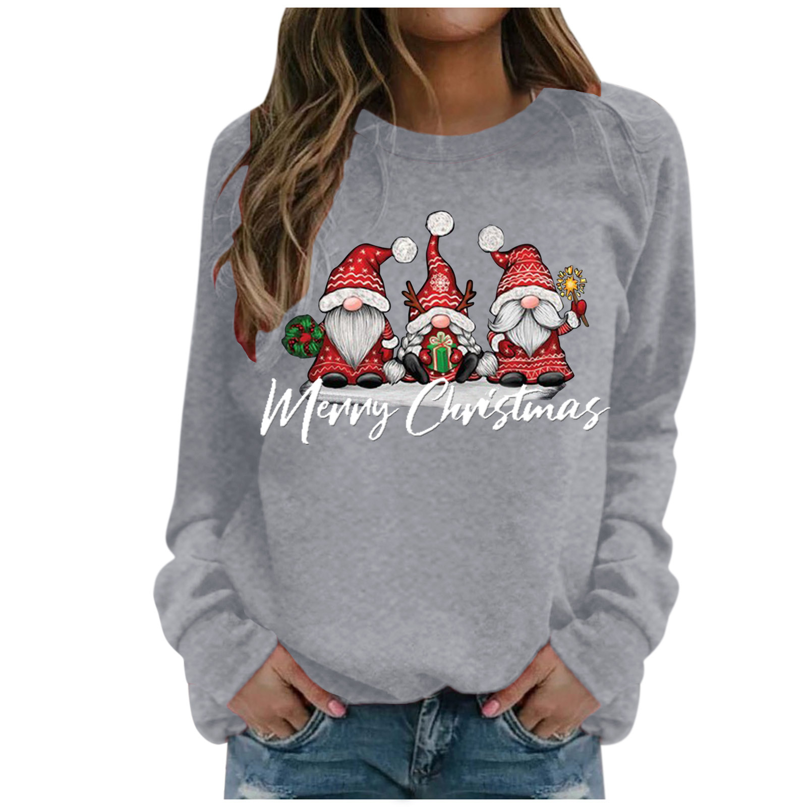 Sweatshirt for Women under 500 Women Sweatshirt Merry Christmas Round  Collar | eBay