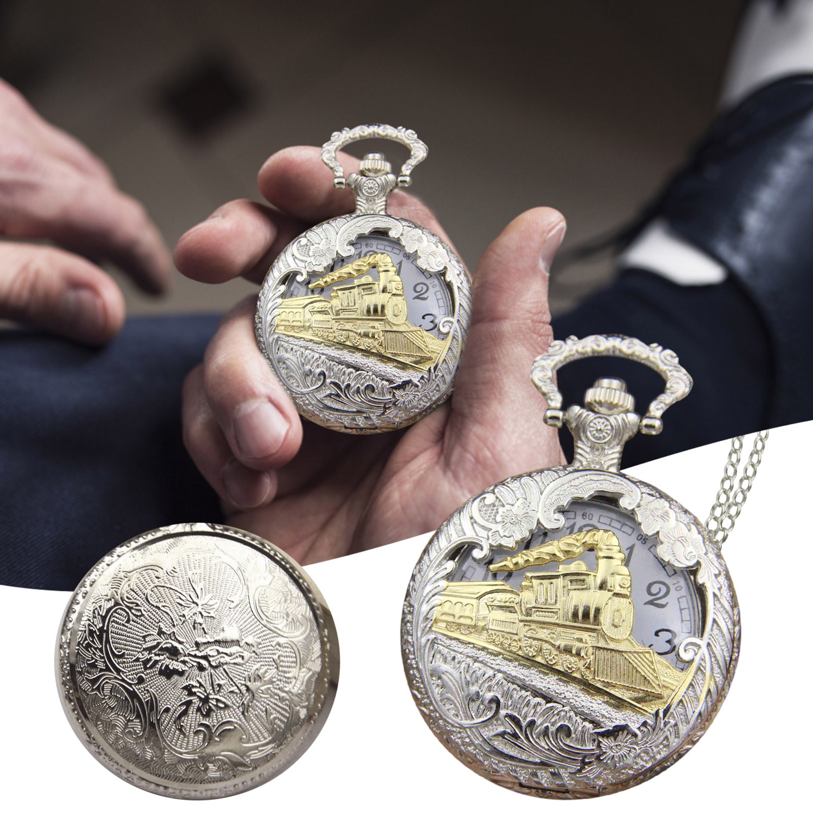 Orologio Da Tasca Vintage Stile Treno A Vapore - Design Steampunk Con Catena, Idea Regalo Unisex