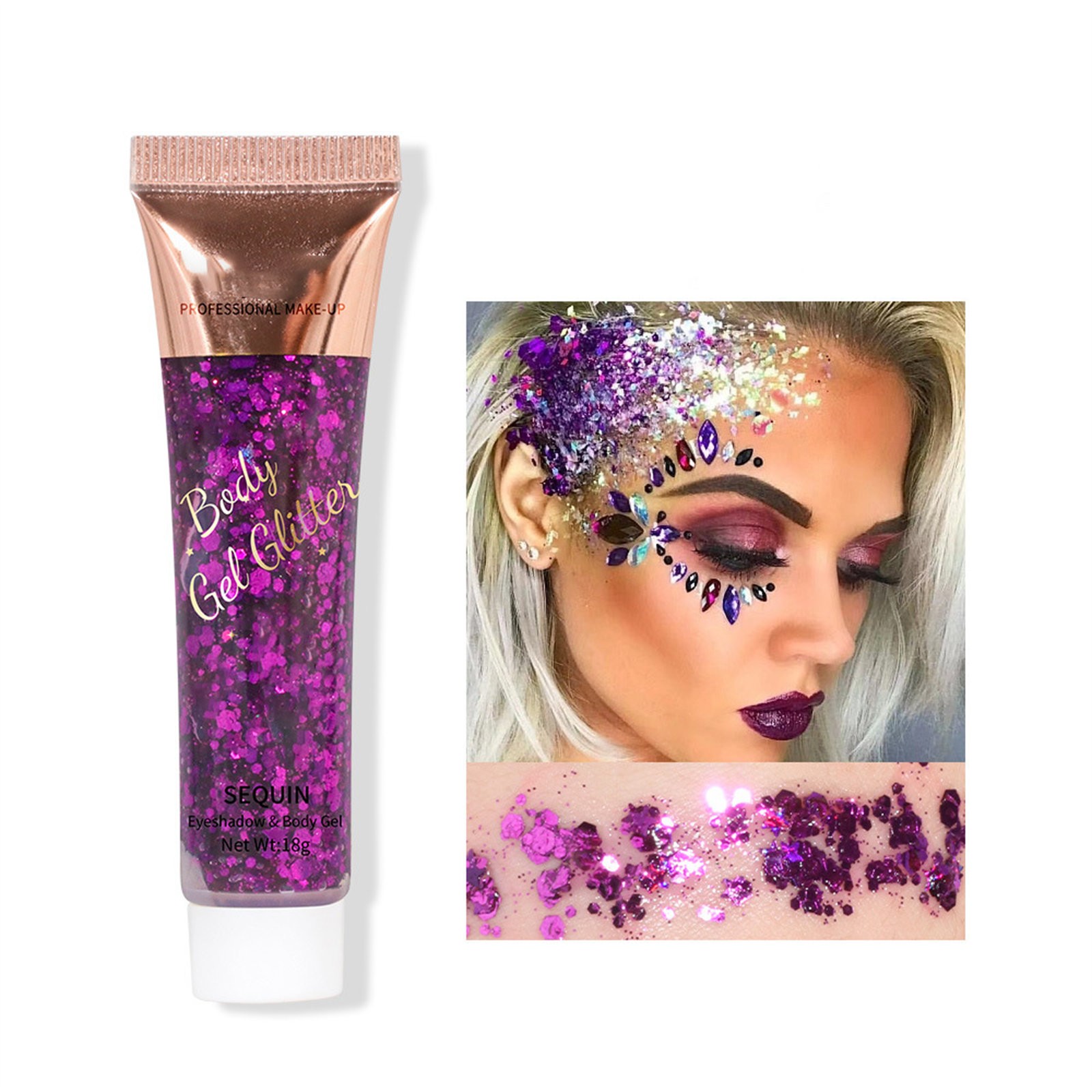 Face Glitters Body Gel Sequins Liquid Eyeshadow Chunky Glitter For Face Hair - Picture 27 of 47